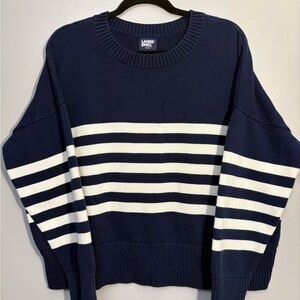Lands' End Blue and White Knit Sweater - Drifter